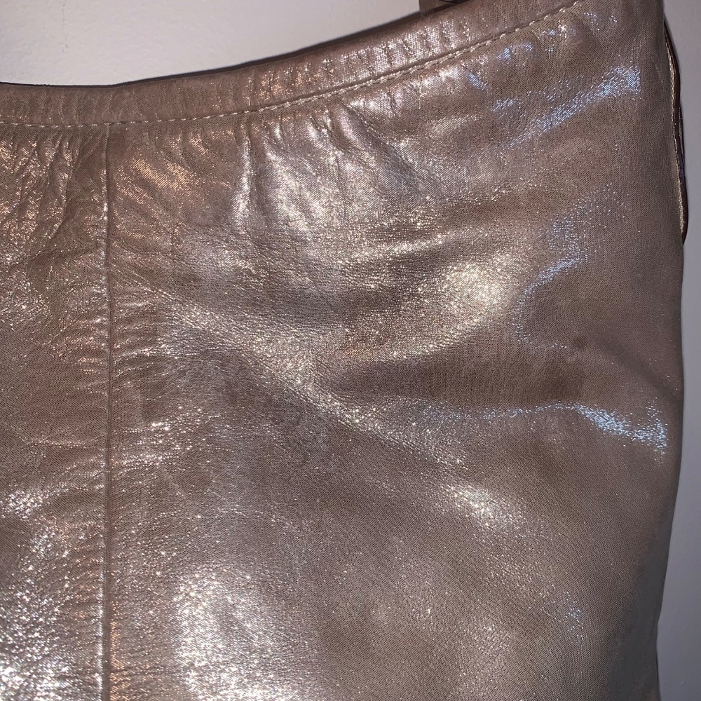 Coach Peyton Metallic Pewter Shimmer Leather Shoulder Bag - Picture 13 of 15